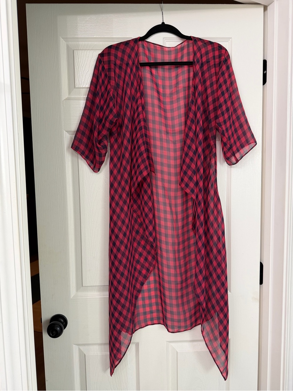 Lot/Set of 2 Kimono Coverup Duster Pink Black Buffalo Plaid Duster S/M
